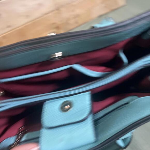 Dasein Womens Blue Fashion Studded Large Faux Leather Satchel Crossbody Handbag - Picture 12 of 15